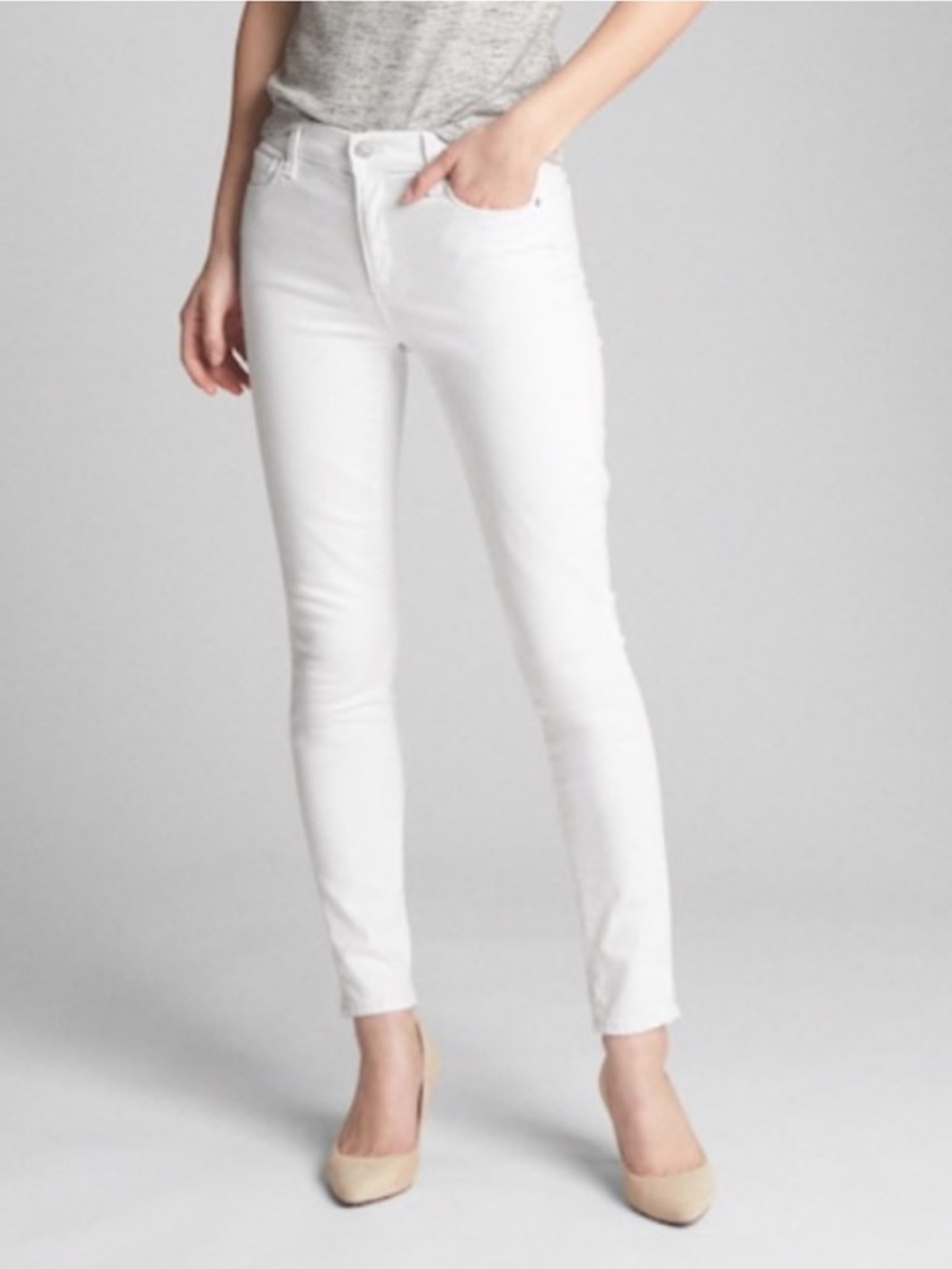 GAP 1969 White 27 / 4R Legging Jean Super Stretch Mid Rise Excellent Condition